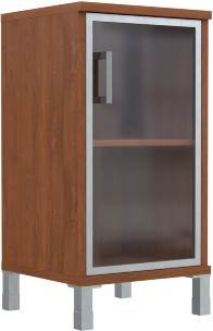 Шкаф-колонка низкая со стеклянной дверью в AL-рамке B 411.4(L) Орех Гарда 475х450х920