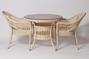 Стол для дачи FM-2002 белый, диамерт 90 см